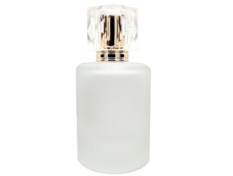 50ml tower squat frosted perfume bottle with gold diamond cap