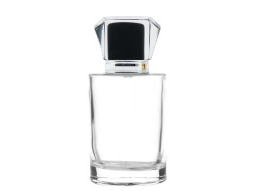50ml tower squat perfume bottle with black silver acrylic cap