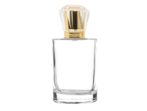 50ml tower squat perfume bottle with gold tall crown cap