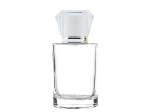 50ml tower squat perfume bottle with white silver acrylic cap