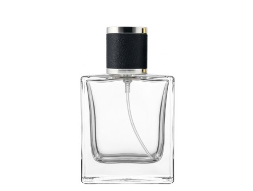 50ml vetiver clear perfume bottle black silver leather cap