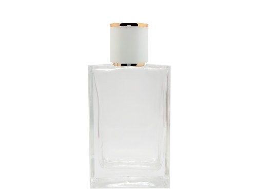 55ml alabaster slim clear perfume bottle with round white gold cap