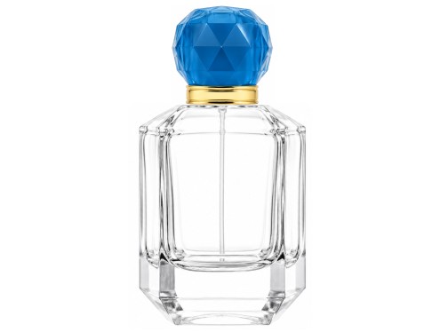 55ml asscher diamond shaped perfume bottle with teal gold cap
