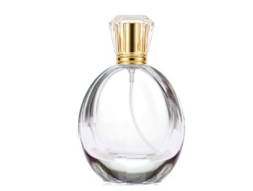 55ml pantheon clear perfume bottle with tall gold cap