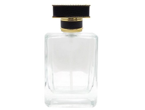 55ml topaz perfume bottle square black gold leather cap