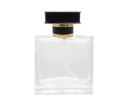 60ml piazza perfume bottle with square black gold leather cap