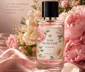 Feminine floral perfume bottle mockup