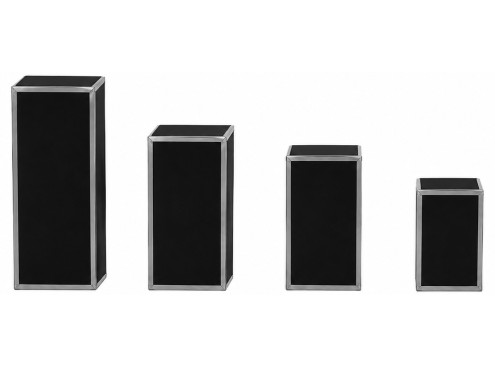 black perfume box rectangular with silver trim